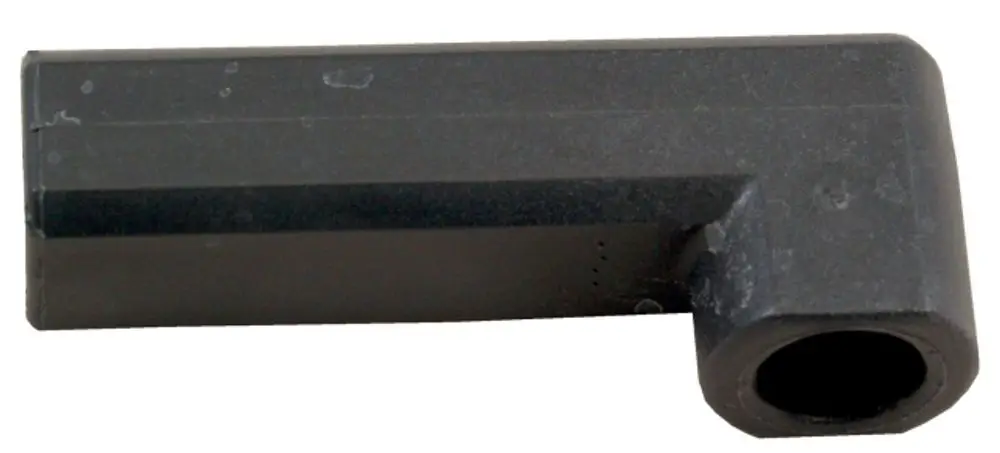 Schwarzer Entstörstecker mit L-Form und einem Anschluss. Das Produkt ist von der Marke Wolf und dient zur Störungsbeseitigung in elektrischen Anwendungen.